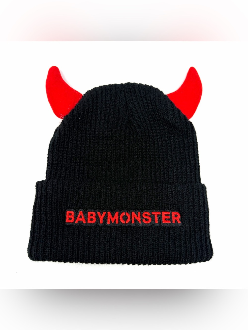 Baby Monster Beanie W/ Horns Black Hello Monsters World Tour VIP Merch Kpop NEW